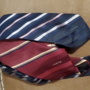2 LANVIN Navy Blue & Maroon Silk Ties